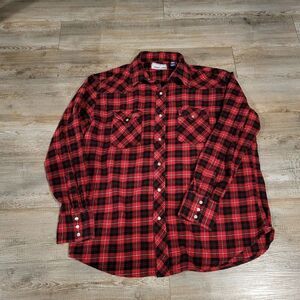 Wrangler Wrancher Shirts Pearl Snap Button Up Flannel Shirt Women's Size XL